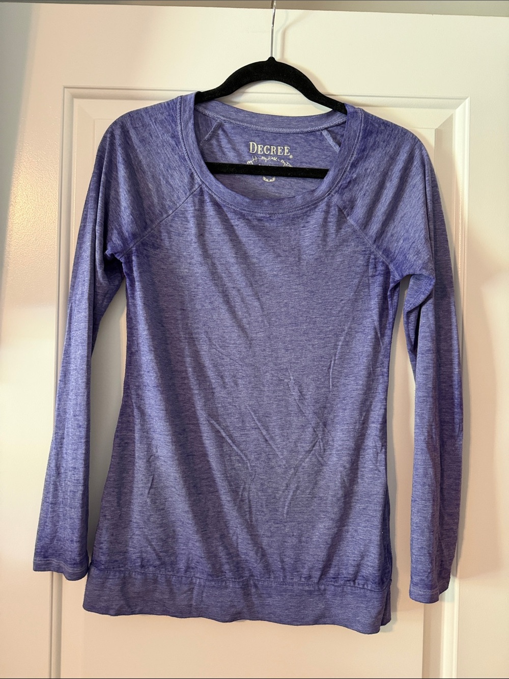 Decree Heather Purple Long Sleeve Scoop Neck Top
